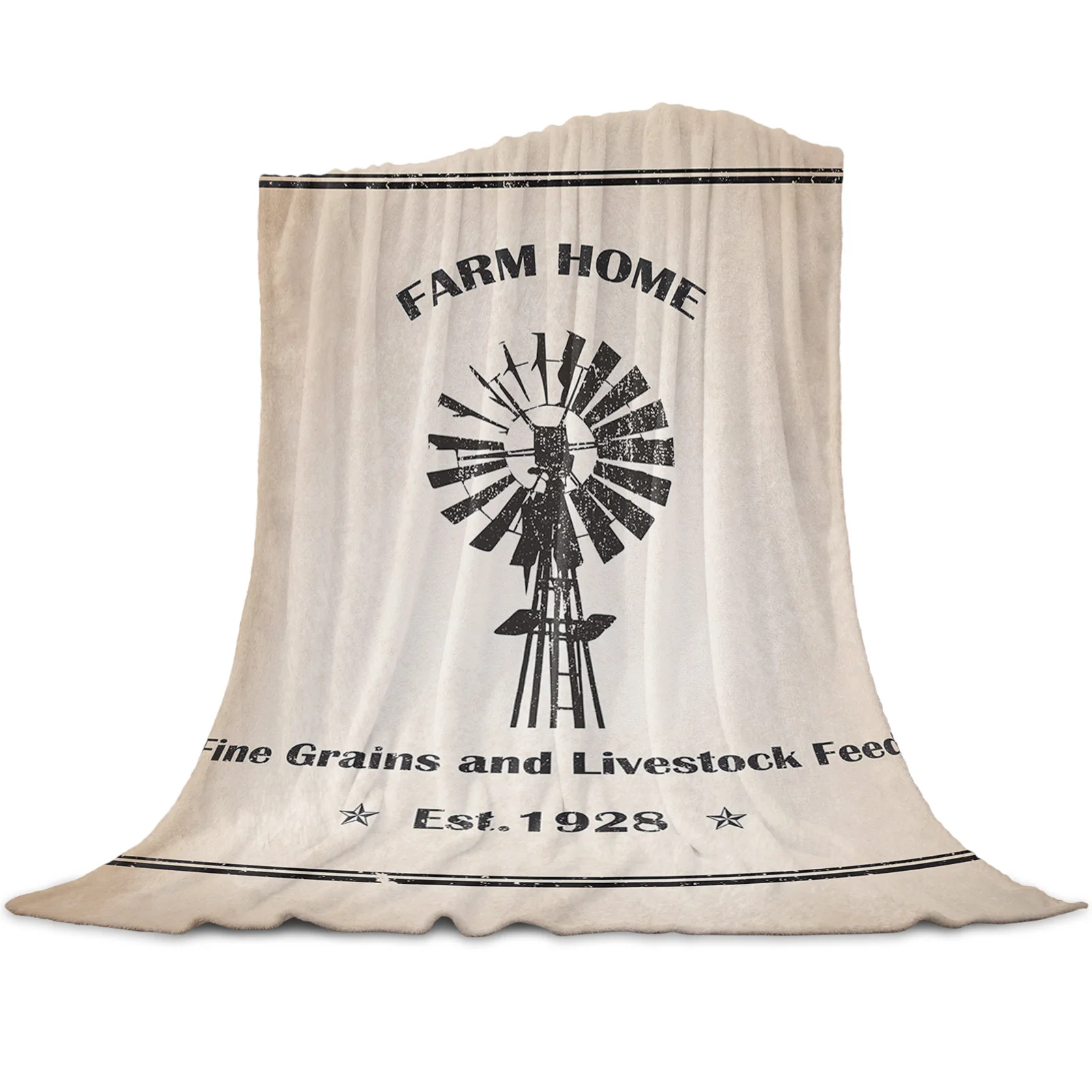 

Farm Windmill Retro Printed Flannel Blankets For Sofa Beds Bedding Room Soft Fleece Blanket Bedspread Home Textile Decor