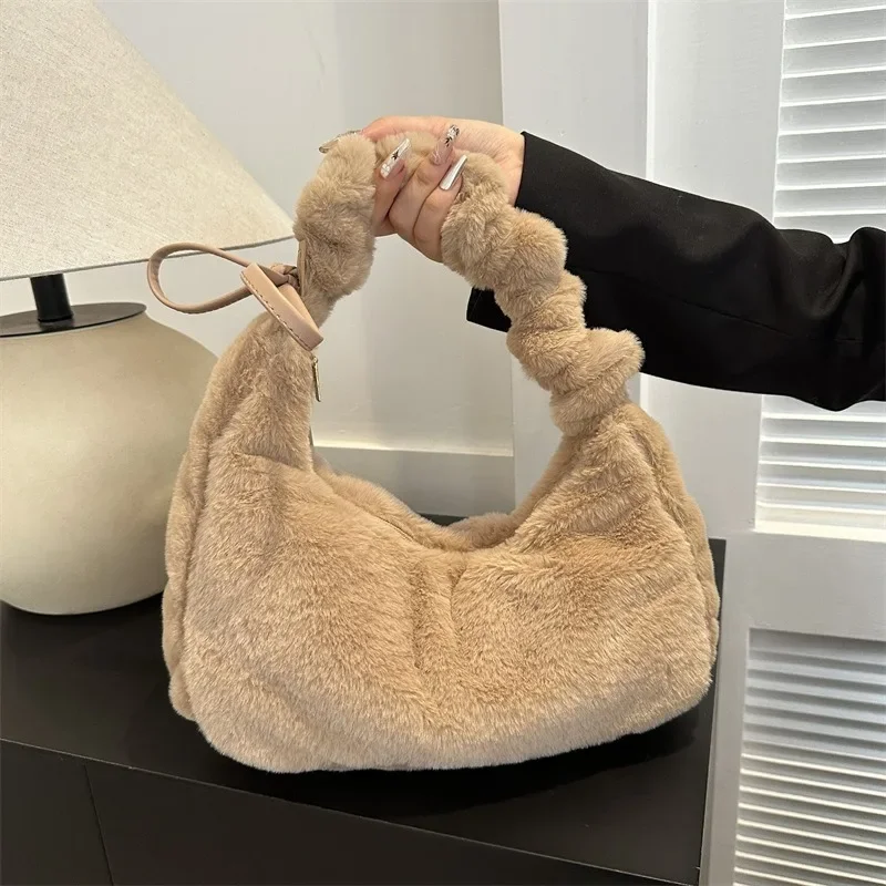 Сумка кросс-боди на завязках новинка плюшевая модная плиссированная сумка через