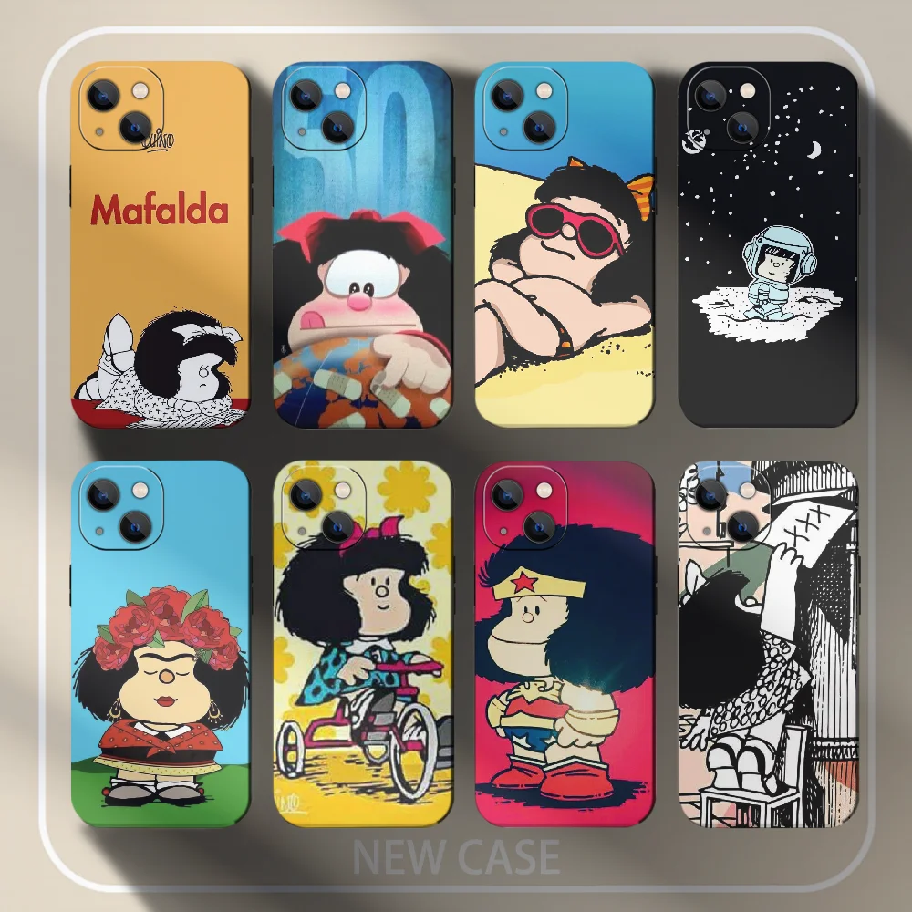 

Mafalda Cartoon Phone Case For iPhone 11 12 13 14 Pro Max X XR XS Max 7 8 Plus Mini Bumper Cover