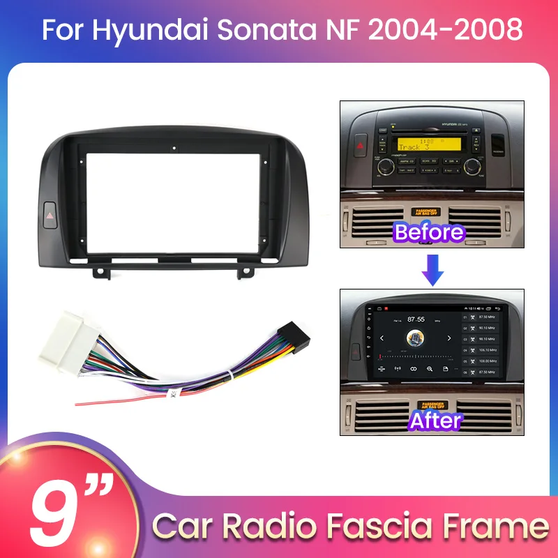 Автомобильная рама для 9-дюймового хоста 2DIN Hyundai SONATA NF 2004 2005 2006 2007 2008 с кабелем |