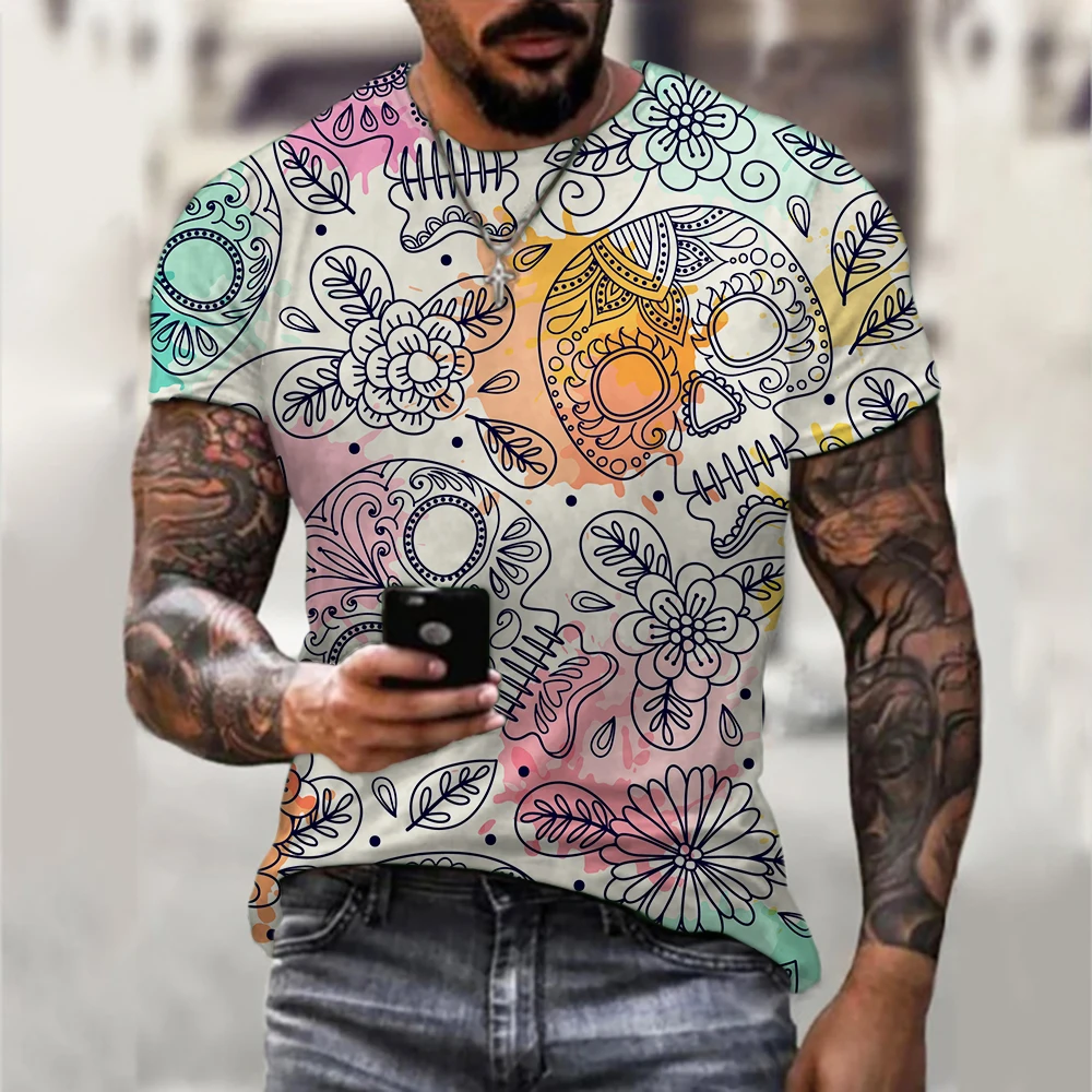 

Men T Shirt T-shirts Man Music Men's Clothing Exotic Street Personality Punk T-shirt Vintage Summer 2022 Skull T-Shirt Party