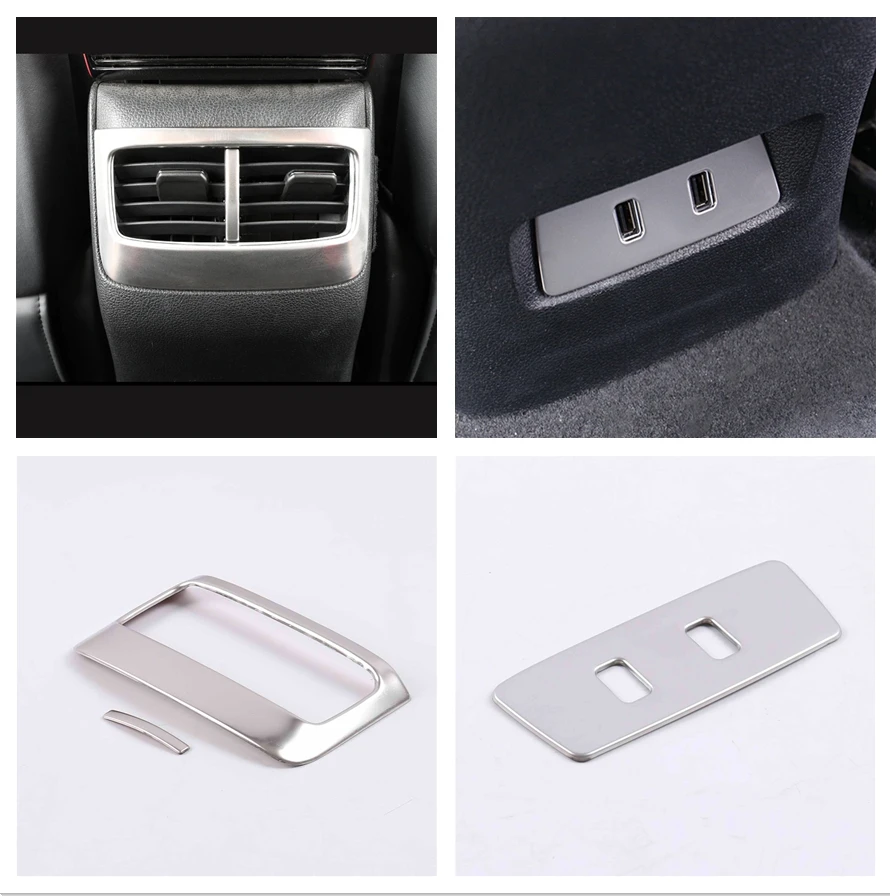 

For MG HS 2018 - 2020 2022 Interior Accessories USB Port Panel Stainless Steel Car Armrest Rear Air Outlet Vent Frame Trims