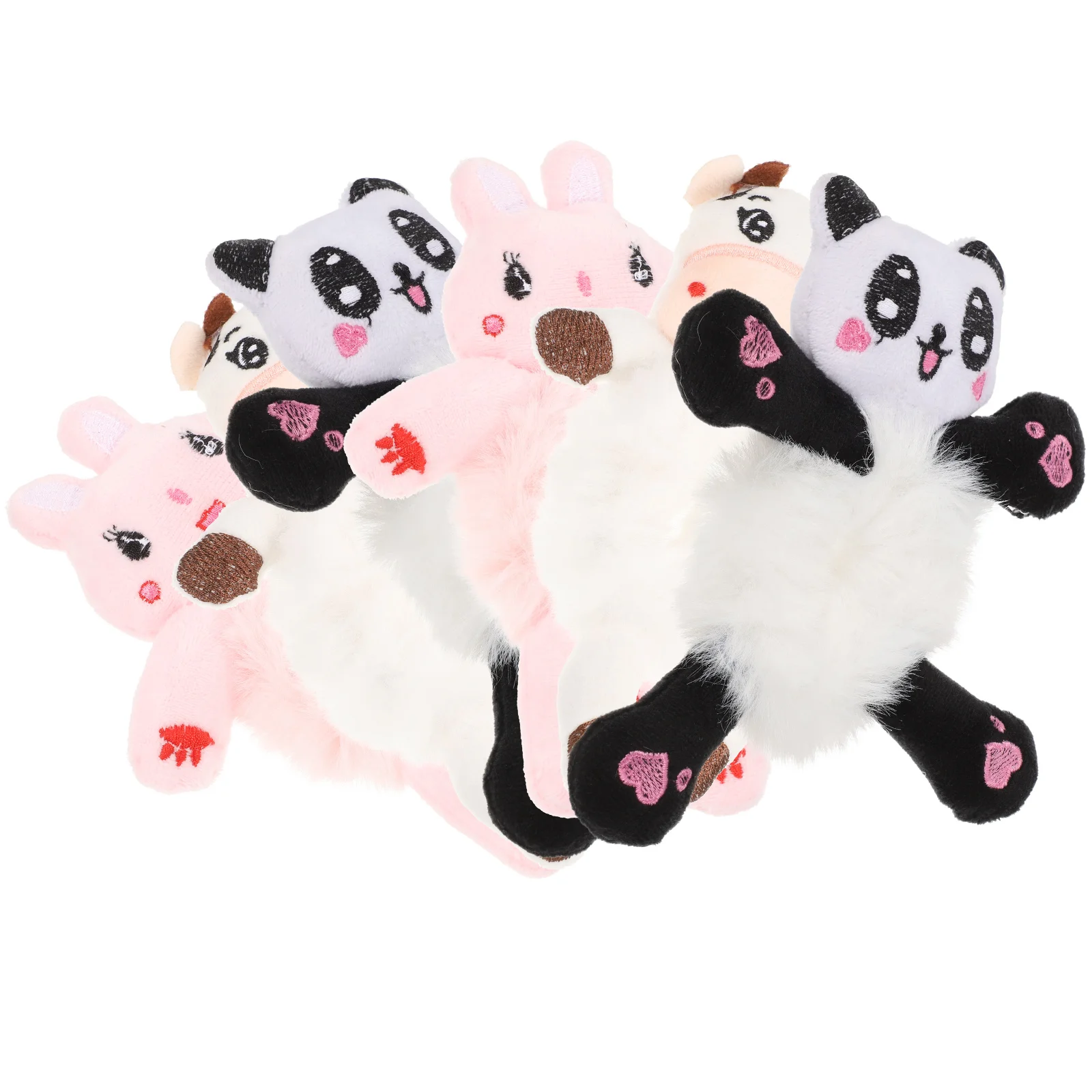 

Animal Hair Ties 6Pcs Plush Animal Hair Scrunchies Bunny Panda Cow Design Hair Rope Ponytail Holder Kawaii Headdress Furry