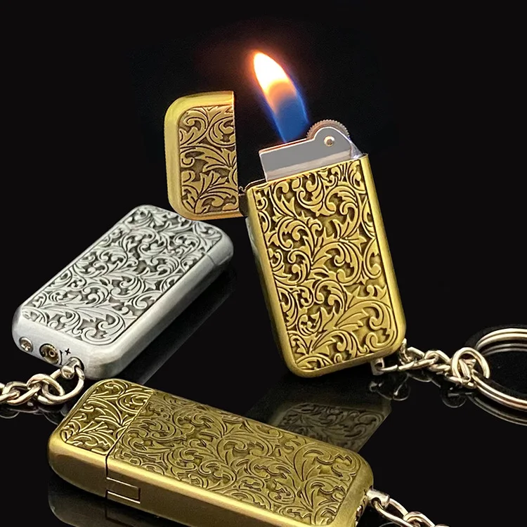 

[DNO] Factory Direct Sales Keychain Butane Gas Inflatable Mini Antique Grinding Wheel Flame Lighter