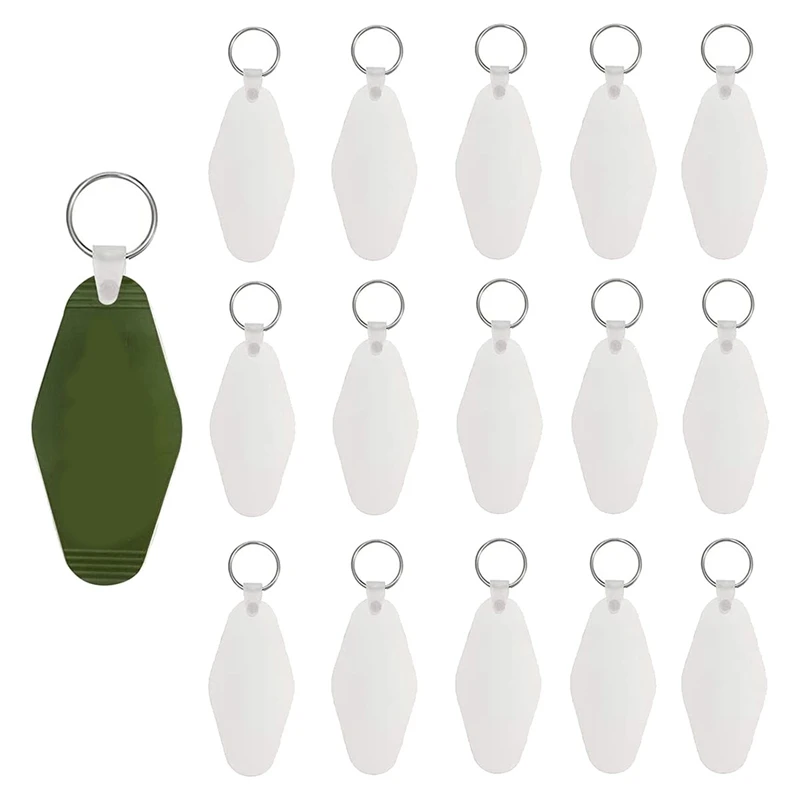 

16 Pieces Motel Hotel Shape Sublimation Blank Keychain MDF Sheet Round Diamond Retro Ornament Heat Transfer Keychain