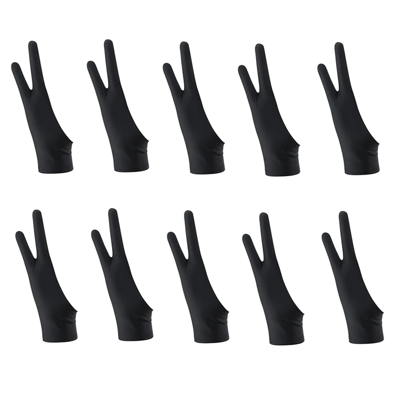 

10 Pack Artist Drawing 2 Finger Anti-Fouling Drawing Gloves For Any Graphics Tablet Digital Drawing