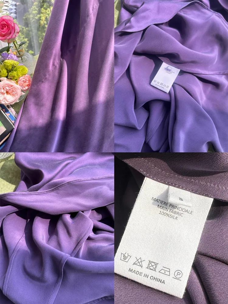 Женское шелковое платье-макси с длинным рукавом и круглым вырезом