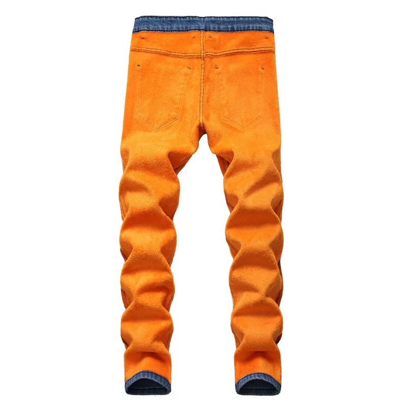 2022 New Autumn Winter Men's Plush Thickened Jeans Retro Warm Men's Stacked Denim Pants Men Street Costume Trousers Jeans