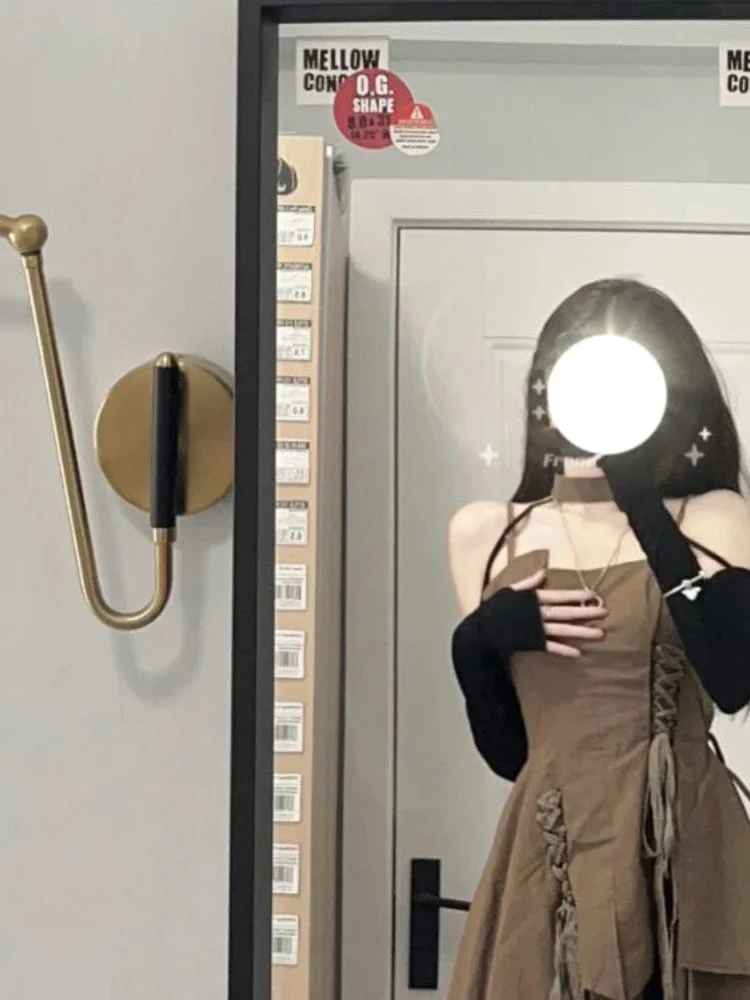 Xgoth коричневое женское платье с подвеской новинка лета 2022 французская