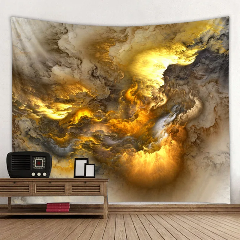 Психоделический гобелен с рисунком цветных облаков звездного неба богемная