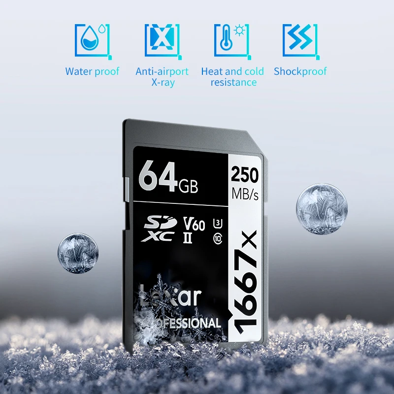 Оригинальная SD-карта памяти Lexar 1667X V60 250 дюйма Φ 64 ГБ 128 256 высокоскоростная sd-карта