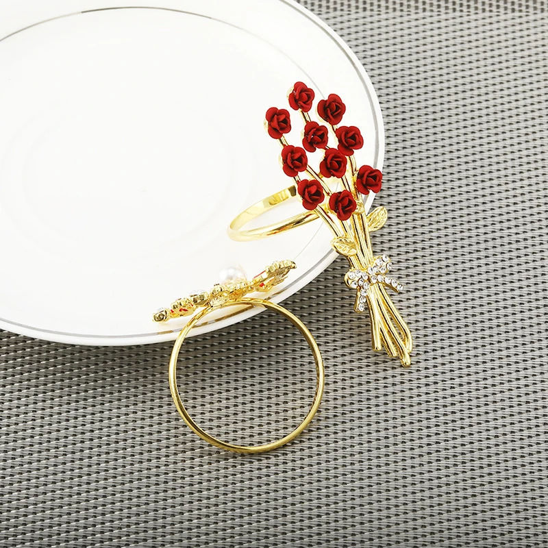 

Valentine's Day Napkin Ring Holders Table Decoration Horn Tissue Ring Wedding Banquet Hotel Table