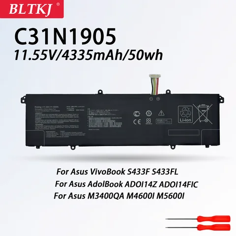 Новый аккумулятор C31N1905 для ASUS VivoBook K533F S433FL S521FA S533F Adolbook adol14z adol14flc ADOL13J S4600F S5600F M4600I M3400QA