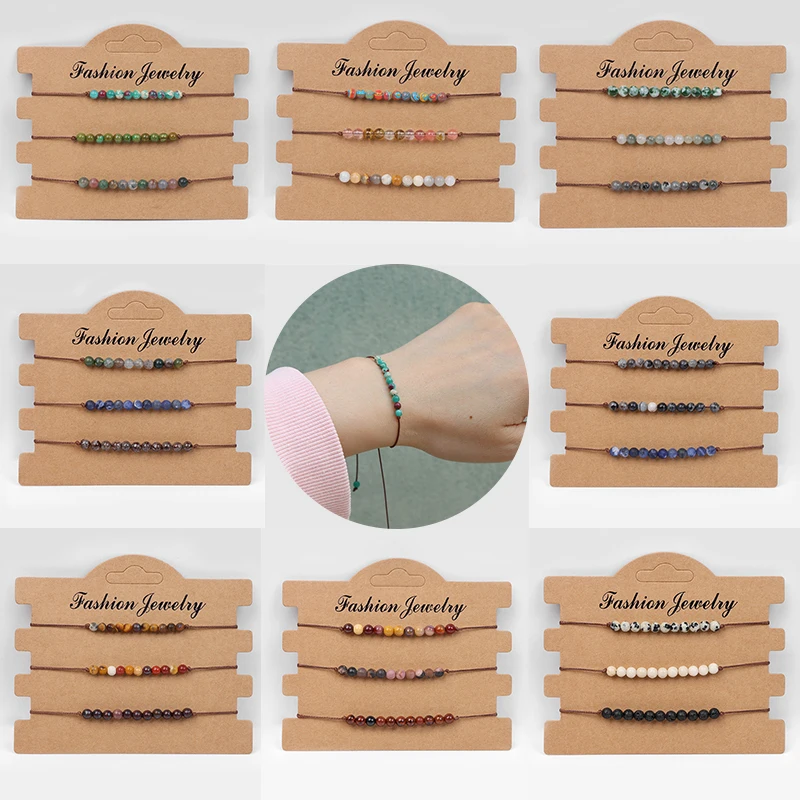 

3pcs/lot Minimalist Braid Bracelets Set Natural Agates Lava Rock Bead Bracelet for Men Women Energy Healing Couple Jewelry Gift