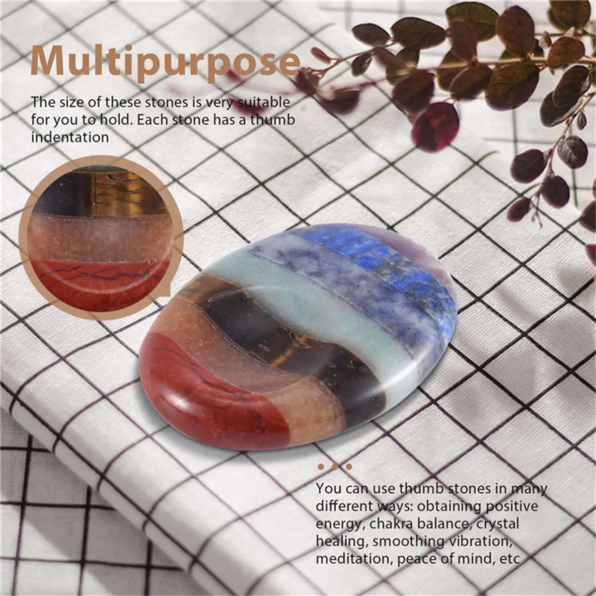 7-чакраный камень для беспокойства с большим пальцем снятия стресса медитации