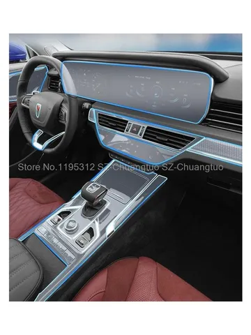 Защитная пленка из ТПУ для Hongqi HS5 2019-2022, внутренняя центральная консоль автомобиля, навигационная панель приборной панели, аксессуары против царапин