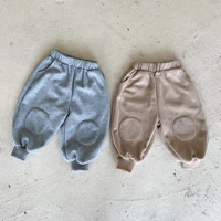 2022 autumn winter new children casual sport pencil pants girl infant loose patch pockets trousers boy baby solid cotton pants