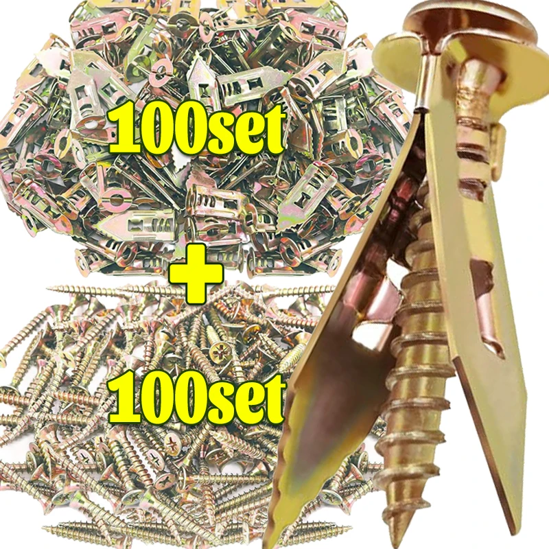 

Самосверлящие анкеры для гипсокартона с винтами Сверхмощный саморезной анкерный крепеж для гипсокартона Дюбель для расширения металла