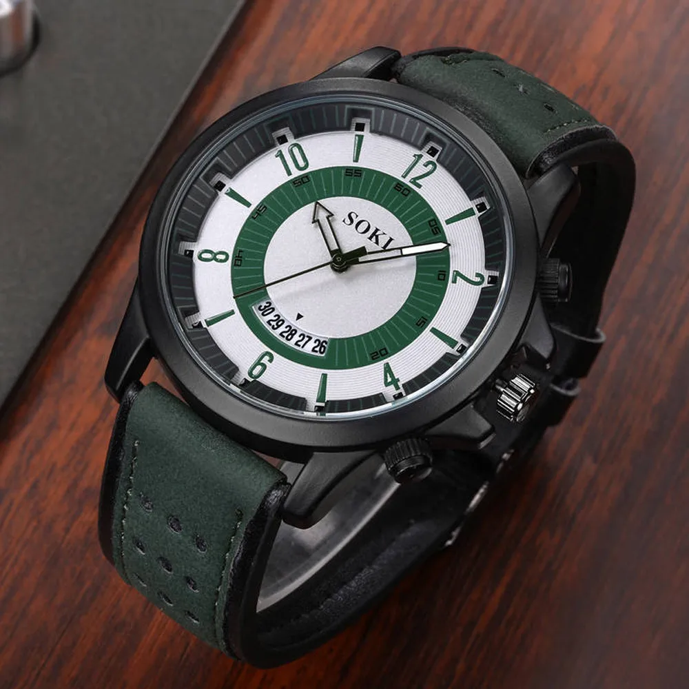 

Luxury Fashion Silica Gel Leather Mens Glass Quartz Analog Date Watches Minimalism Men'S Business Watch Relojes Para Hombres