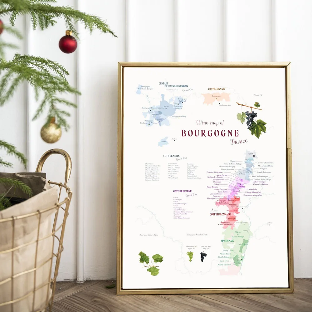 

WINE BORDEAUX France Wine Map Wall Painting Canvas Print Restaurant French Cuisine Wine Bar Home Decor Souvenir Gift No Frame