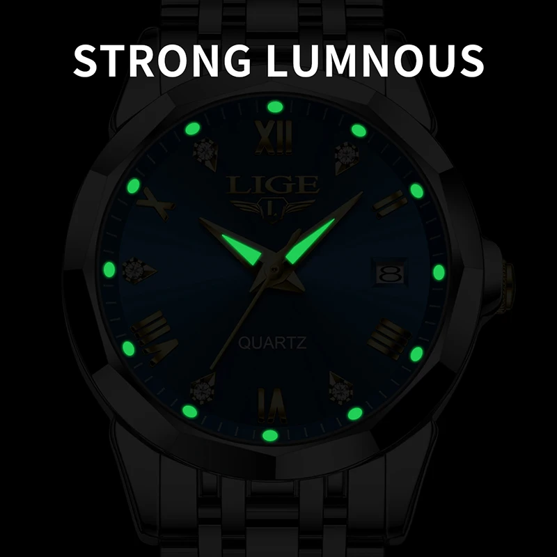 Лучший бренд 2024 новые женские часы LIGE роскошные водонепроницаемые модные из