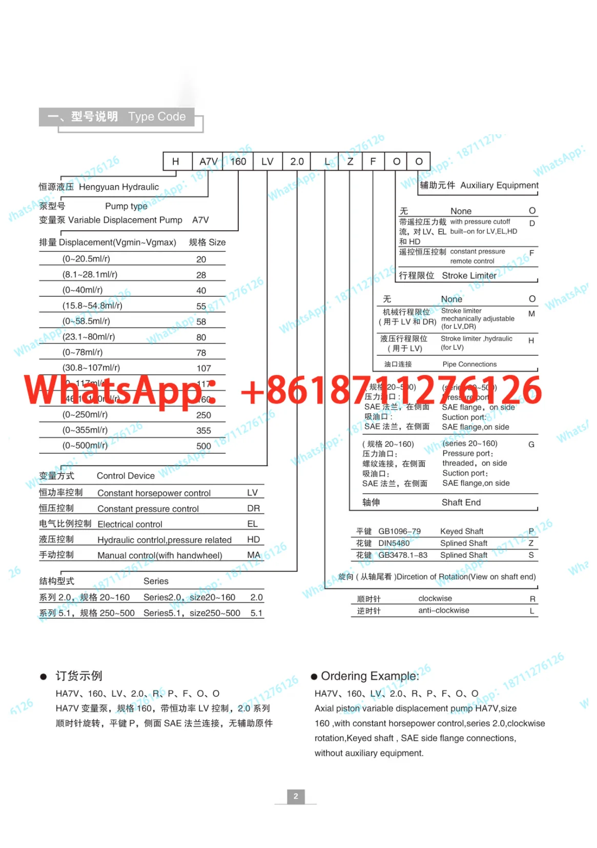 Оригинальный поршневой насос A7V160LV1RPF00 55 58 78 80 107 117 EL MA DR HD с угловым валом (art.: 3920d504af183) - 3920d504af183