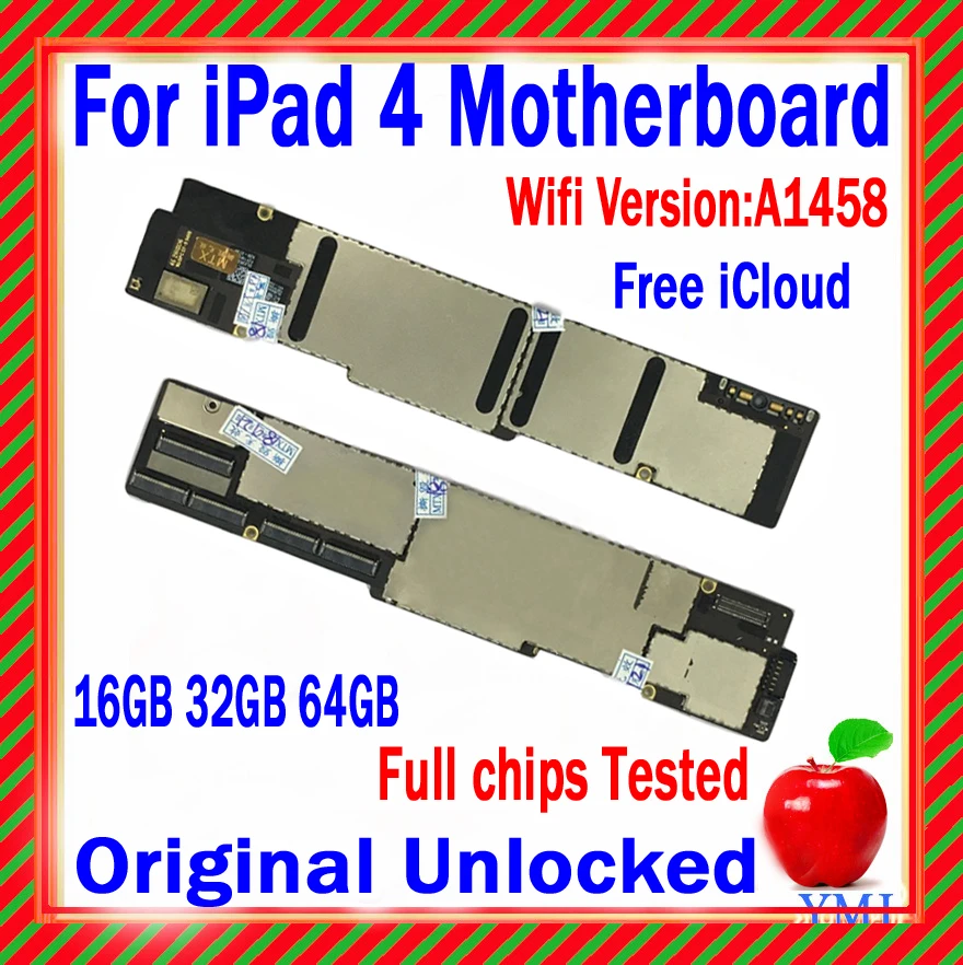 

100% Original Unlocked clean icloud For ipad 4 Motherboard A1459/A1460 3G Version and A1458 Wifi Version Logic board Good Workin