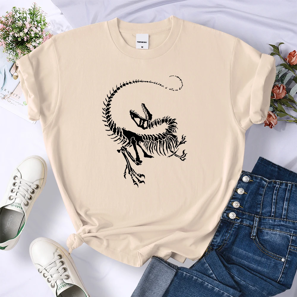 

Женская футболка со скелетом Velociraptor Y2K в стиле ретро, уличный кроп-топ, крутая Спортивная футболка, дышащая летняя одежда