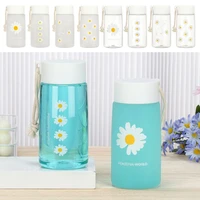 500ml rope creative frosted small daisy water bottles travel tea cup transparent
