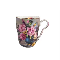 high bone porcelain elegant coffee mugs european milk tea cups with gold rim cups high quality ceramic drinkware 260ml
