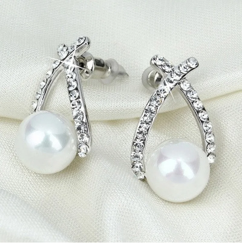 кристалл серьги с жемчугом