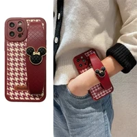 ins houndstooth wristband soft silicone anti drop mobile phone case for iphone xr xs max 8 plus 11 12 13 pro max case