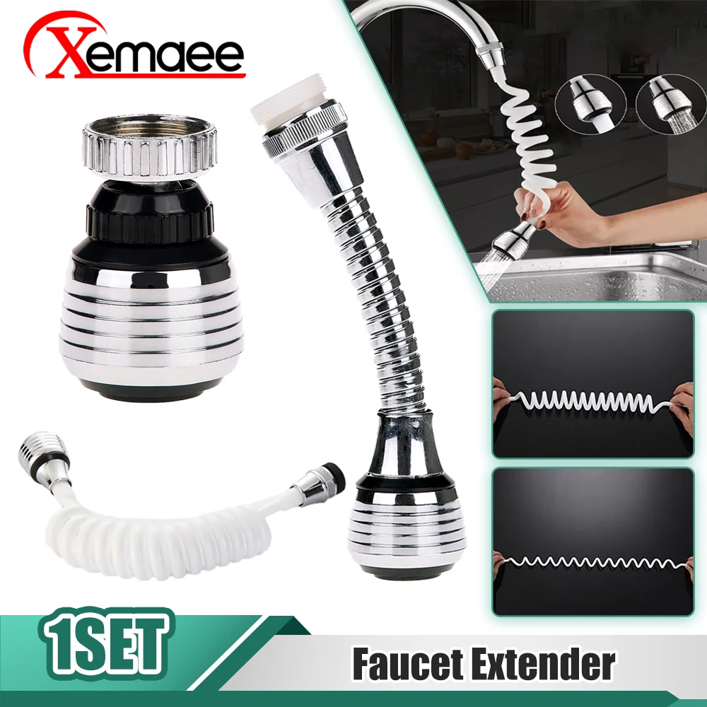 

360 Degree Adjustment Kitchen Faucet Extension Tube Bathroom Extension Water Tap Water Filter Foam Kitchen Faucet Accessories