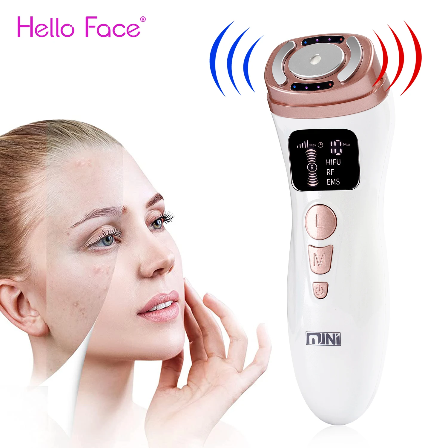 

Mini HIFU Machine Anti Age Portable HIFU Facial EMS Lift Device Professional Radio Frequency Home Use Heat Up Rejuvenation Tool