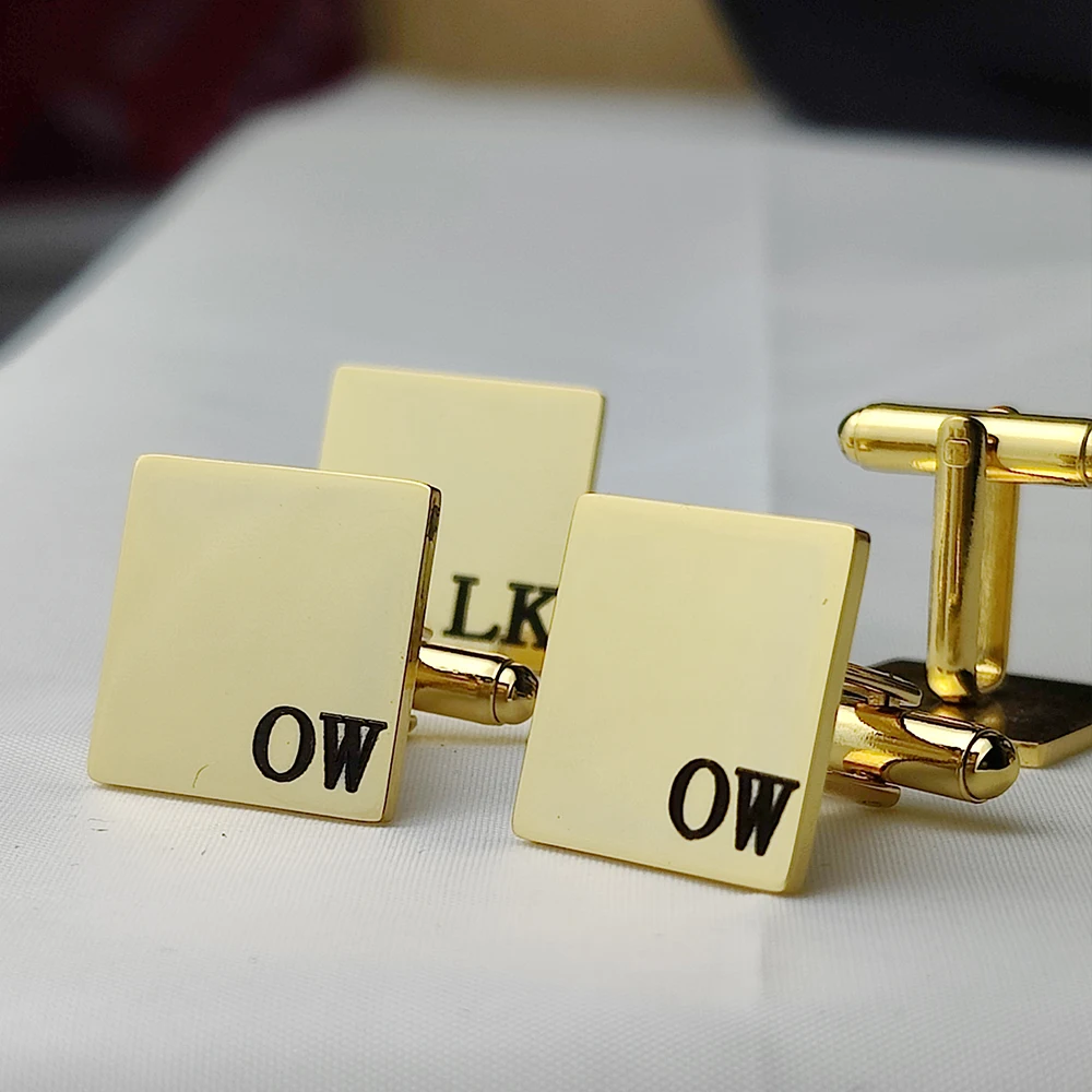 Personalized Irregular Square Name Cufflinks Custom Engraved Initial CuffLink Wedding Groom Gifts Business Party Men Jewelry