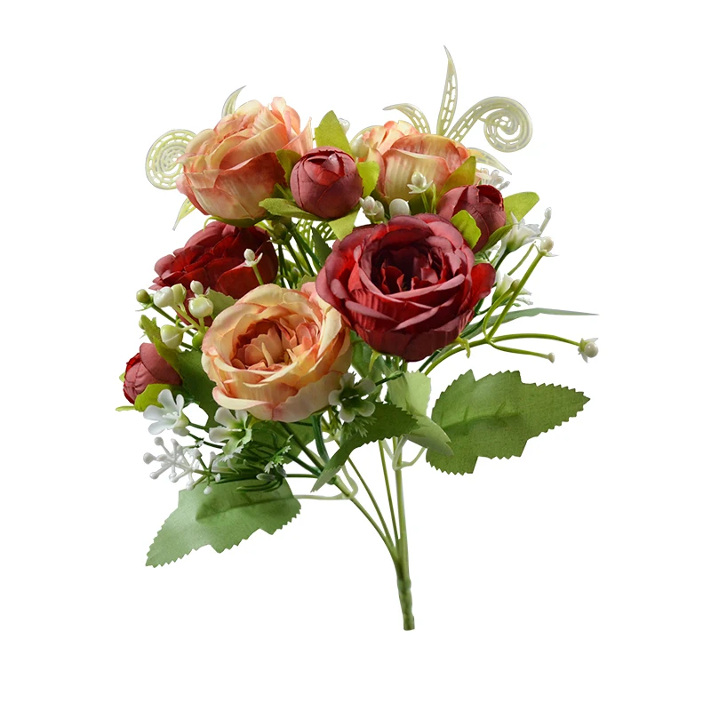 30 см Новый розовый Шелковый Пион искусственный цветочный букет 5 больших головок