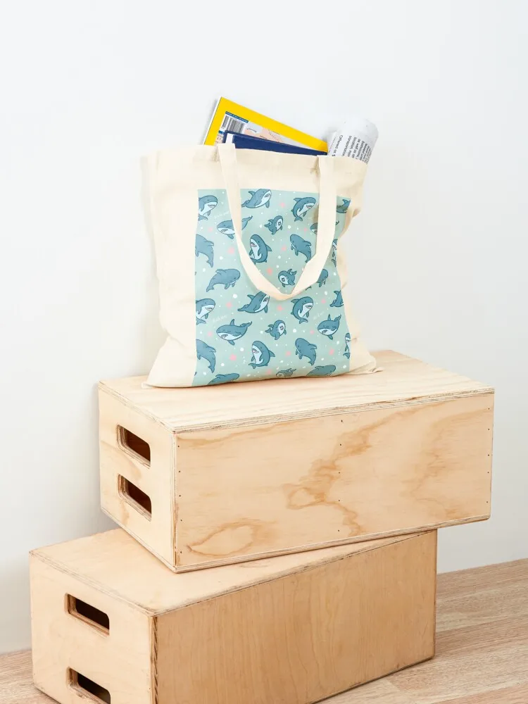 Brucie Blahaj акула под морским узором (бирюзовый) Большая сумка Тканевая Сумка для