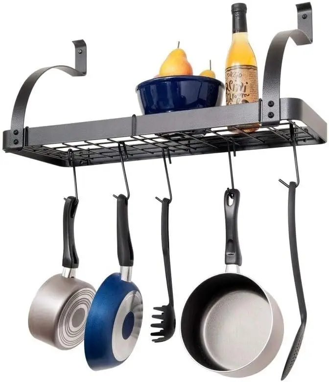 

Up Bookshelf with 8 Hooks, Steel Gray Hammertone