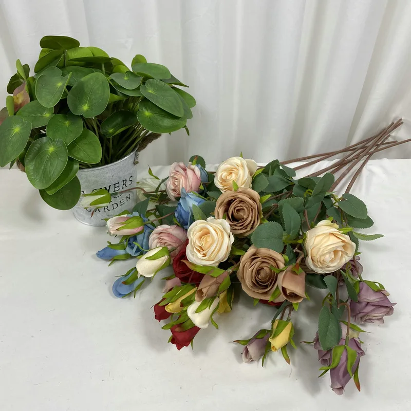 

Round Rose Aegean Simulation Rose Wedding Nordic Artificial Bouquets Artificial Flowers Room Decoration Ornaments Flower Wall