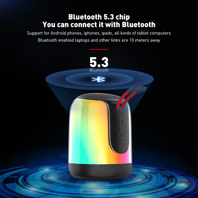 Фото Беспроводная мини-колонка MW Audio с цветной LED-подсветкой, портативный сабвуфер для улицы, креативный дизайн №2