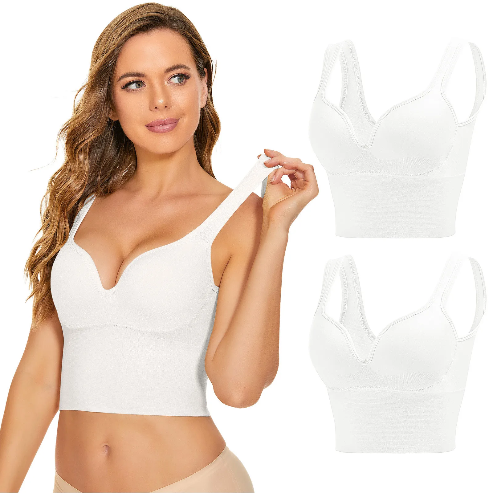 

Womens Bras Comfortable Padded 2 Pieces Womens Sports Bra No Wire Comfort Sleep Bra Workout Activity Bras With Non