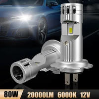 2pcs h4 h7 car led headlight h11 9005 led bulb 80w 12000lm 6000k white csp light with cooling fan ip68 waterproof auto lamp
