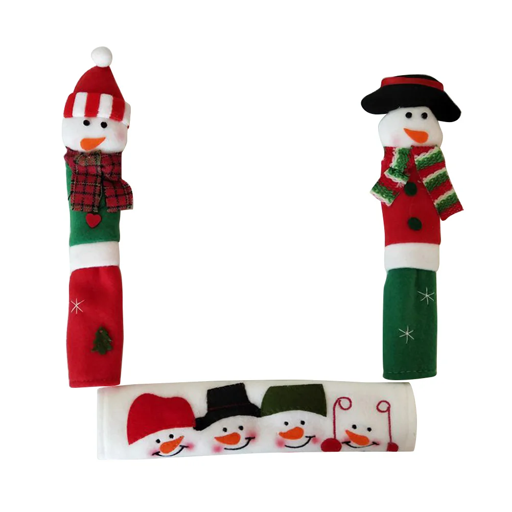 3pcs Christmas Handle Cover Comfortable Fabric Appliance Dishwasher Refrigerator Handle Cover Handle Protector