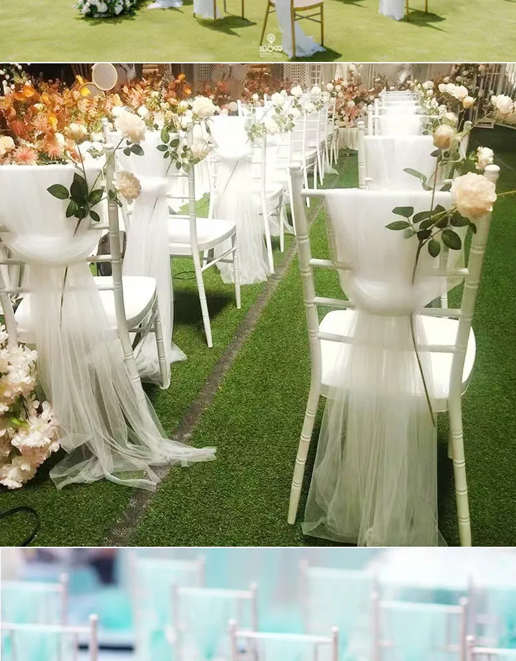 

5pcs Chair Back Yarn Hotel Banquet Outdoor Wedding Streamer Grand Holiday Performance Birthday Party Backdrop Decor Yarn