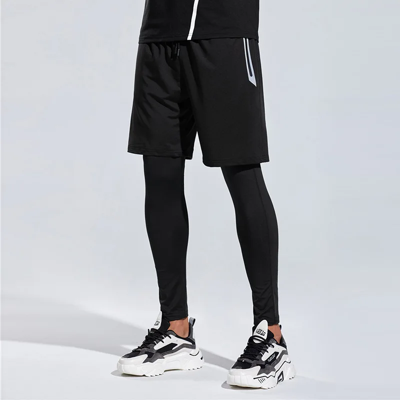 

2022 New Men's Clothing Fake Two-piece Running Training Fitness Sports Pants Casual Elastic Quick-drying Breathable Trousers