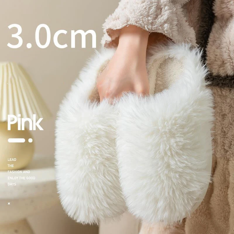 Fluffy Scuff Slippers For Women Winter Warmth Shoes Woman Faux Fur Slides Thick Sole Plush Mules Female Indoor Mules Flip Flops