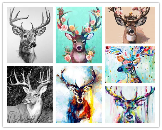 

Rustom Diamond Painting Cross Stitch Deer Full Drill Diamond Embroidery Animals Mosaic Arts And Crafts Home Decoration