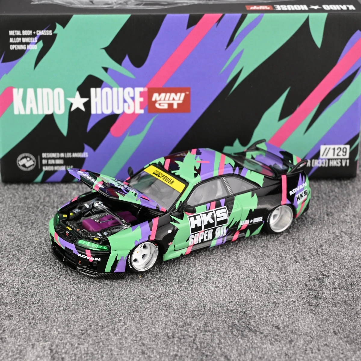 Kaido MINIGT 1:64 R33 Skyline HKS V1 моделирование ограниченная серия сплав металла статическая
