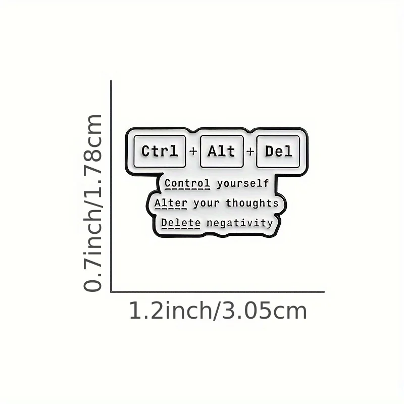 1pc FLIXBLANY Ctrl+Alt+Del Alloy Brooch Pin - Simple Cartoon Style Keyboard Accessory for Backpacks