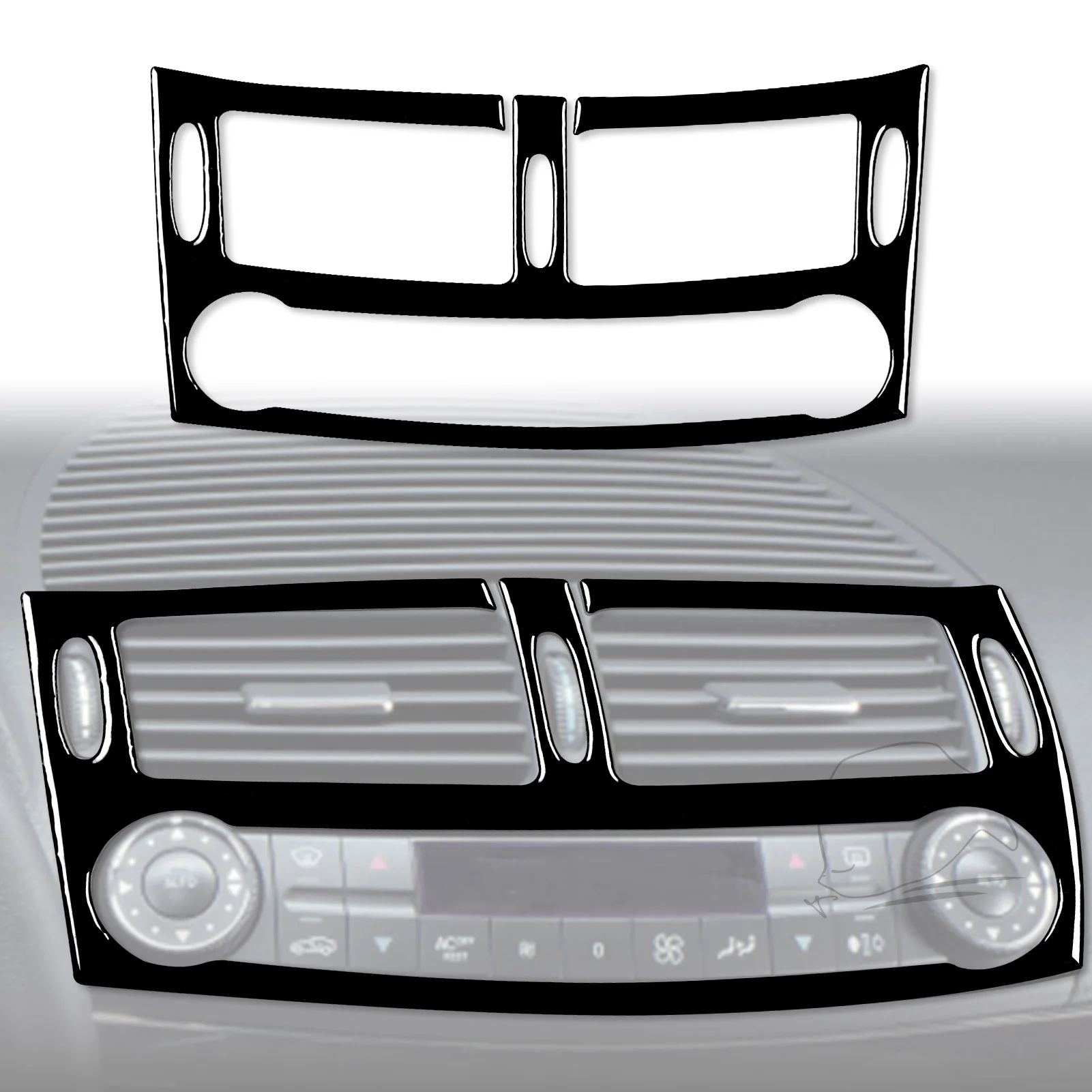 Фото Для Mercedes Benz E-Class W211 03-09 Piano Black кондиционер воздуха с центральным управлением выход отделка полоса аксессуары для интерьера наклейка №3
